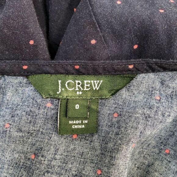 J.Crew cap sleeve navy pink polka dot dress tie waist and pockets woman’s size 0 - Picture 2 of 6